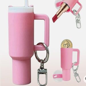 Pink Mini Tumbler Keychain with Lip Balm Holder New With Tags Bag Charm